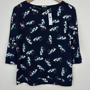 Banana Republic Factory Top Womens XS Multicolor Floral 3/4 Sleeves Ladies New